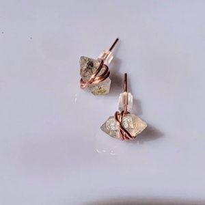 Herkimer Diamond Wire Wrap Stud Earrings